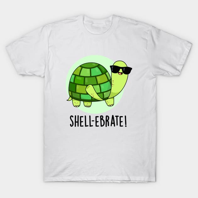 Shell-ebrate Cute Tortoise Animal Pun T-Shirt by punnybone